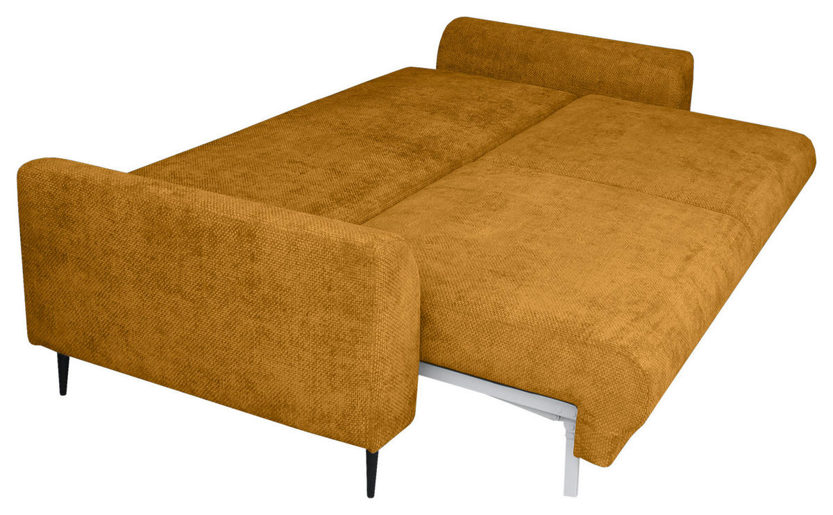 SCHLAFSOFA  mit Liegefunktion, Schlafen auf Sitzhöhe, Rücken echt Chenille Gelb  - Gelb/Schwarz, KONVENTIONELL, Textil/Metall (235/90/104cm) - Carryhome