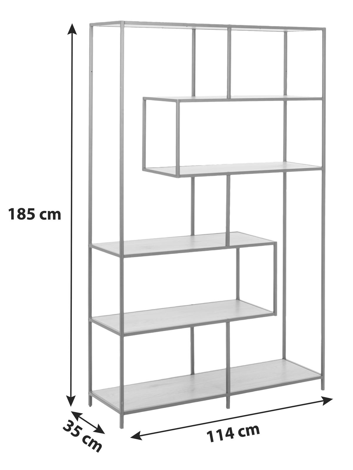 REGÁL, černá, barvy dubu, ocel, 114/185/35 cm - černá/barvy dubu, Moderní, kov/kompozitní dřevo (114/185/35cm) - Dieter Knoll