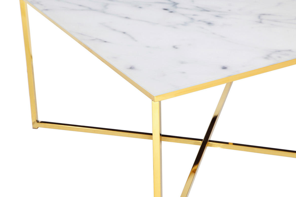 COUCHTISCH in Metall, Glas 80/80/45 cm  - Goldfarben/Weiß, Design, Glas/Metall (80/80/45cm) - Livetastic
