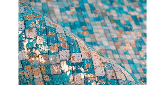 FLACHWEBETEPPICH 160/230 cm Finish 125 Türkis / Gold Türkis, Goldfarben  - Türkis/Goldfarben, Basics, Leder/Textil (160/230cm) - Novel