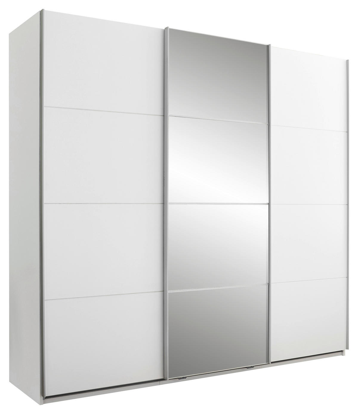 SCHWEBETÜRENSCHRANK 215/204/60 cm 3-türig Weiß  - Alufarben/Weiß, KONVENTIONELL, Glas/Holzwerkstoff (215/204/60cm) - Boxxx