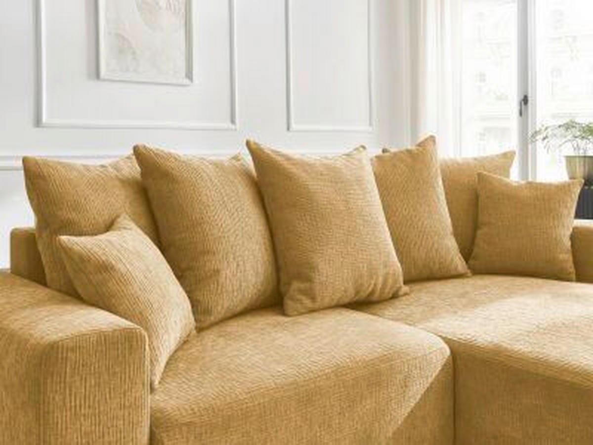ECKSOFA Ottomane rechts  ATILLA Gelb Struktur  - Gelb/Schwarz, MODERN, Kunststoff/Textil (244/149cm)