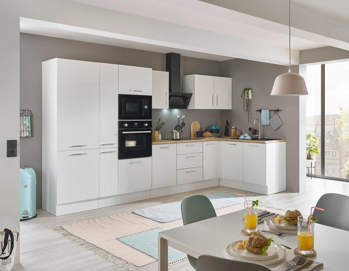 ECKKÜCHE 360/165 cm  in Weiß, Eiche Artisan  - Chromfarben/Weiß, Basics, Holzwerkstoff/Metall (360/165cm) - MID.YOU