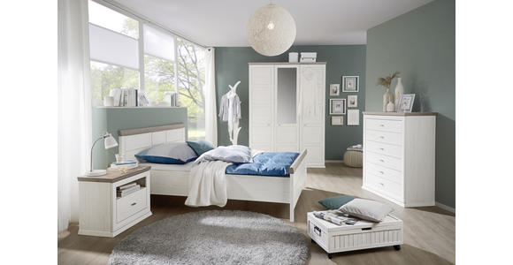 BETT 140/200 cm in Grau, Weiß, Pinienfarben - Weiß/Grau, LIFESTYLE, Holzwerkstoff (140/200cm) - Hom`in