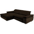 ECKSOFA in Mikrofaser Dunkelbraun  - Chromfarben/Dunkelbraun, Design, Textil/Metall (180/265cm) - Carryhome