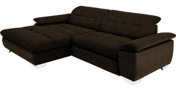 ECKSOFA in Mikrofaser Dunkelbraun  - Chromfarben/Dunkelbraun, Design, Textil/Metall (180/265cm) - Carryhome