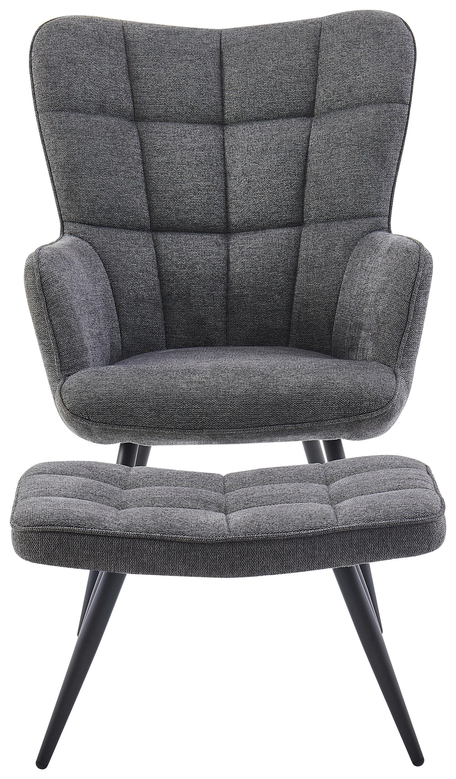 RELAXSESSELSET in Metall, Textil Dunkelgrau  - Dunkelgrau/Schwarz, Design, Textil/Metall (68/100/78cm) - Ti'me