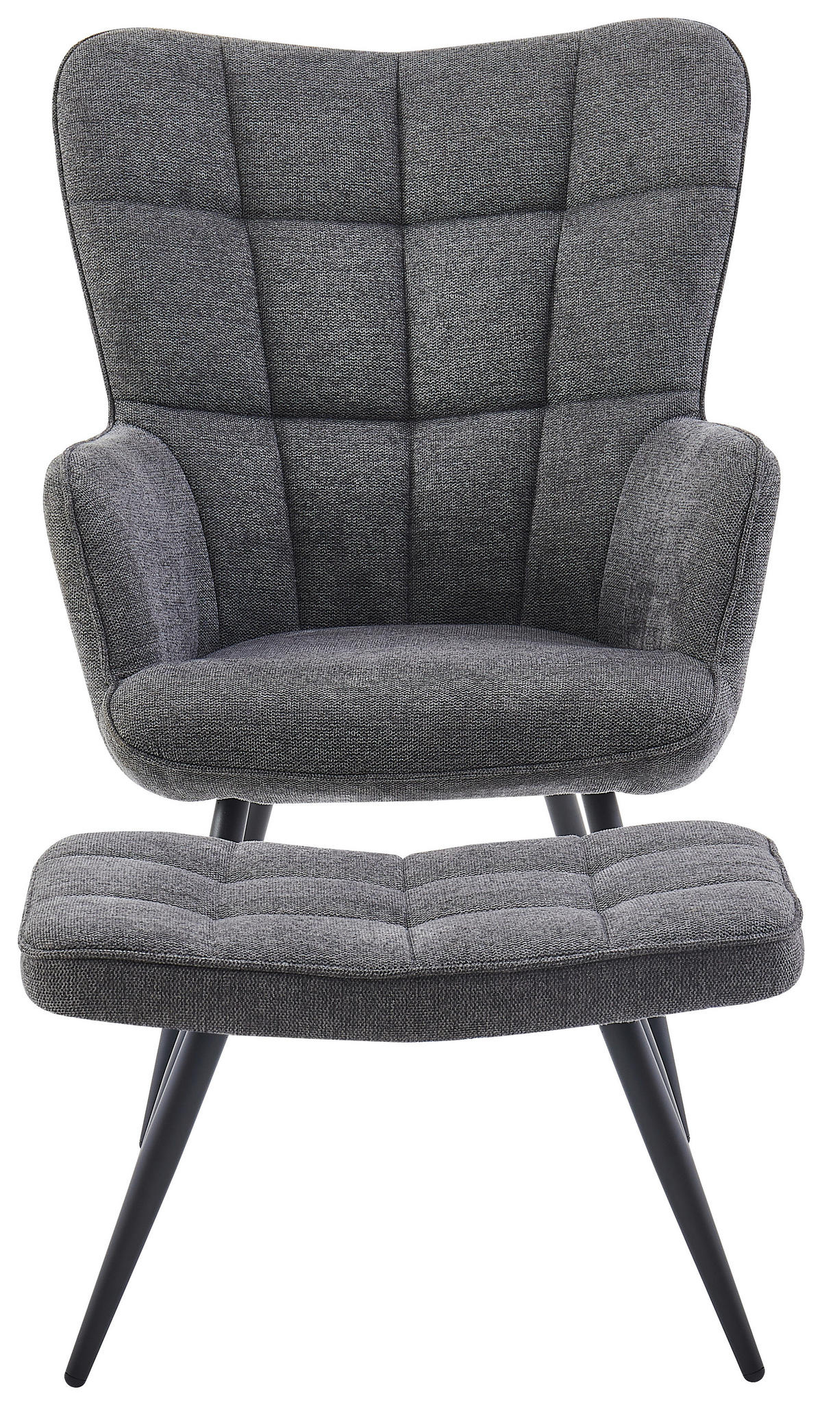 RELAXSESSELSET in Metall, Textil Dunkelgrau  - Dunkelgrau/Schwarz, Design, Textil/Metall (68/100/78cm) - Ti'me