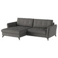 ECKSOFA in Flachgewebe, Leinenoptik Dunkelgrau  - Dunkelgrau/Schwarz, Design, Textil/Metall (170/242cm) - Xora