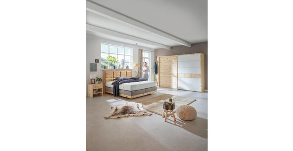 BOXSPRINGBETT 180/200 cm in Zirbelkieferfarben, Greige - Greige/Zirbelkieferfarben, Natur, Holz/Textil (180/200cm) - Valnatura