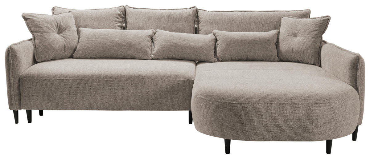 ECKSOFA in Chenille Taupe  - Taupe/Schwarz, Modern, Textil/Metall (285/200cm) - MID.YOU