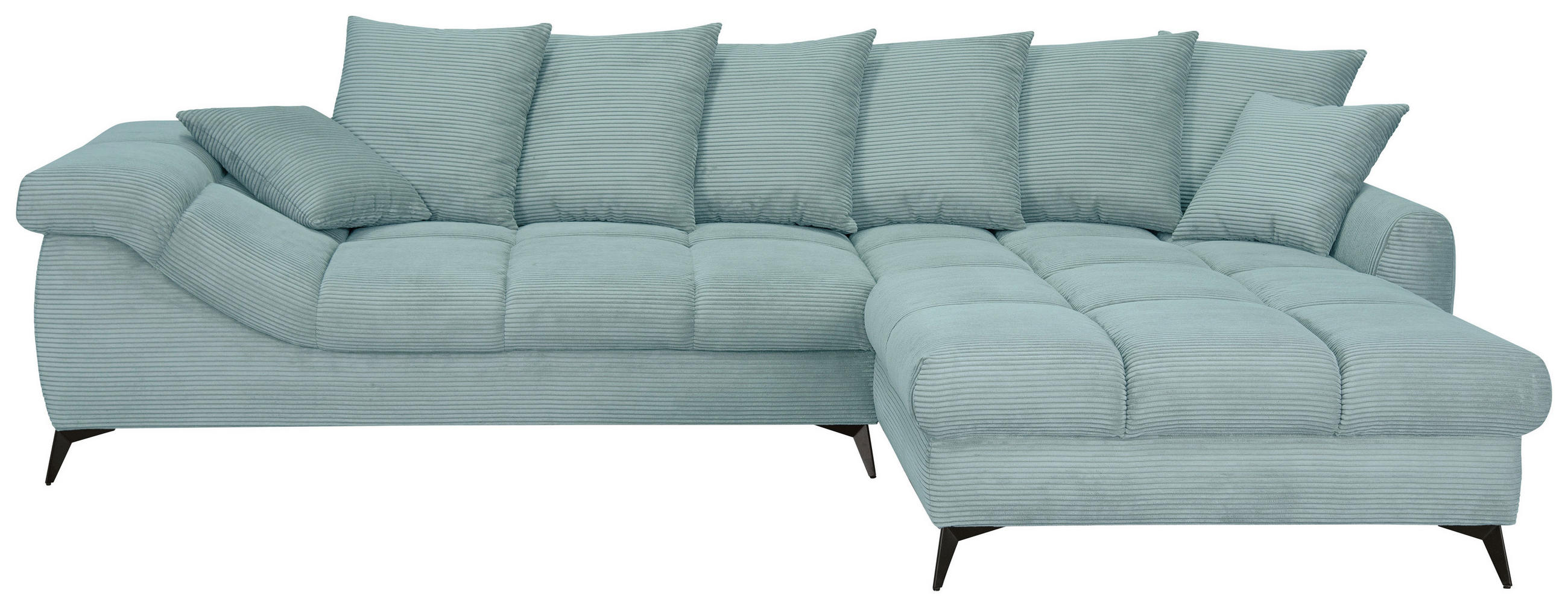 ECKSOFA Blaugrau Cord Rückenkissen, Armlehnenkissen, Rücken echt  - Blaugrau/Schwarz, KONVENTIONELL, Textil/Metall (332/231cm) - Carryhome