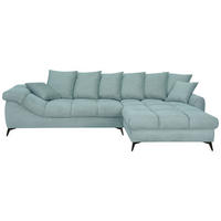 ECKSOFA Blaugrau Cord Rückenkissen, Armlehnenkissen, Rücken echt  - Blaugrau/Schwarz, KONVENTIONELL, Textil/Metall (332/231cm) - Carryhome