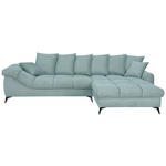 ECKSOFA Blaugrau Cord Rückenkissen, Armlehnenkissen, Rücken echt  - Blaugrau/Schwarz, KONVENTIONELL, Textil/Metall (332/231cm) - Carryhome