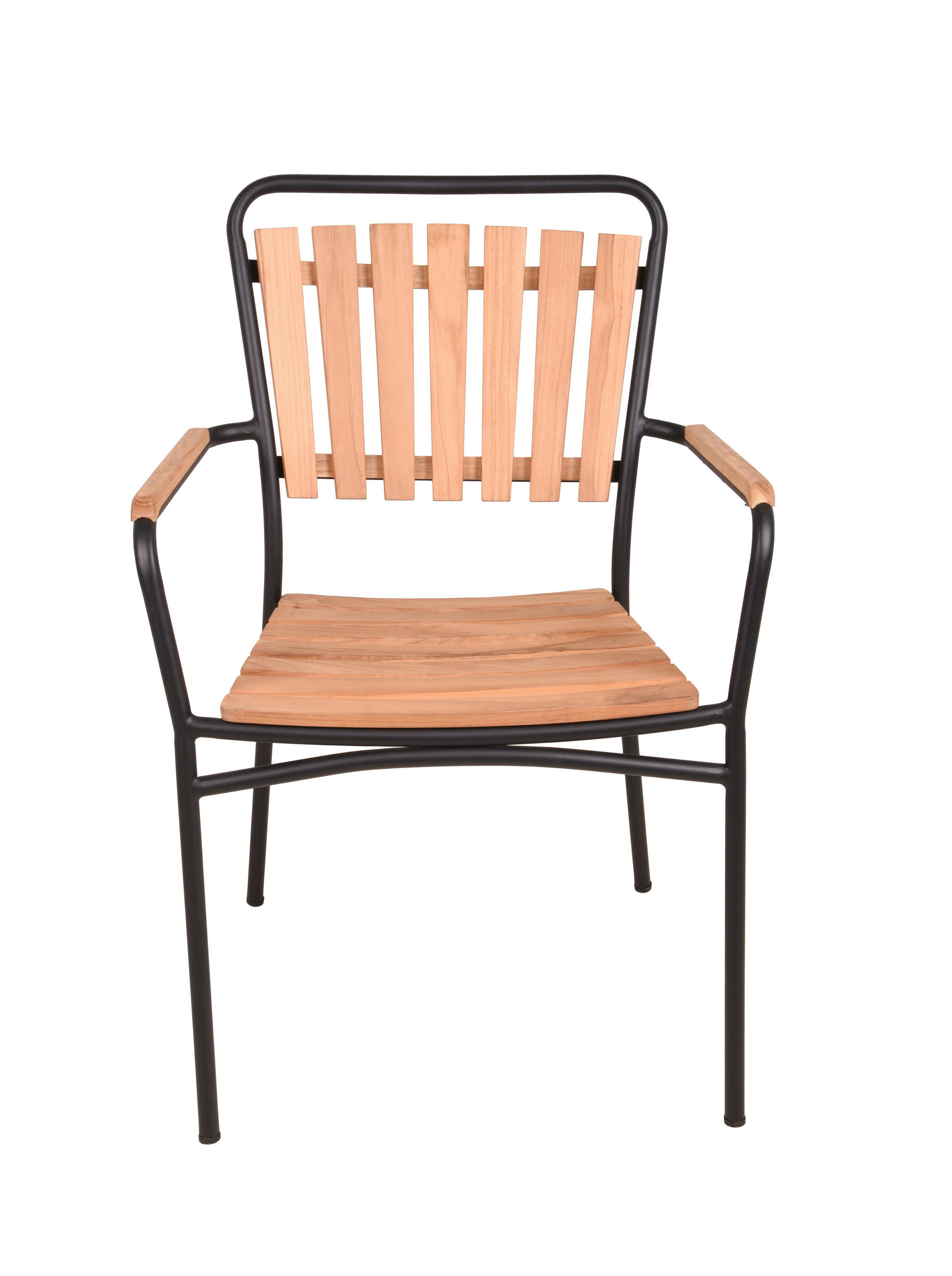 STAPELSTUHL Teakholz Stahl Braun, Schwarz  - Schwarz/Braun, Basics, Holz/Metall (60/91/63cm) - Gardenson