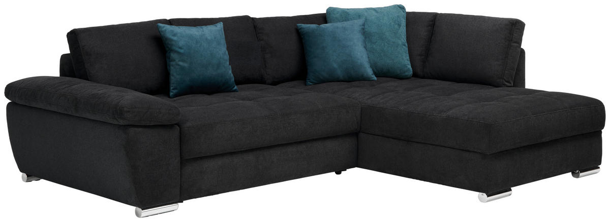 ROHOVÁ SEDAČKA, textil, černá, petrolej - petrolej/černá, Design, textil/plast (276/212cm) - Carryhome