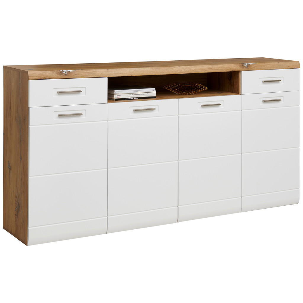 Sideboard Mit Soft-Close B: 200 cm Auris, Weiß/Eiche Dekor