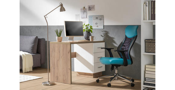 SCHREIBTISCH in Holzwerkstoff 120/75/50 cm - Eichefarben/Alufarben, MODERN, Holzwerkstoff/Kunststoff (120/75/50cm) - Hom`in