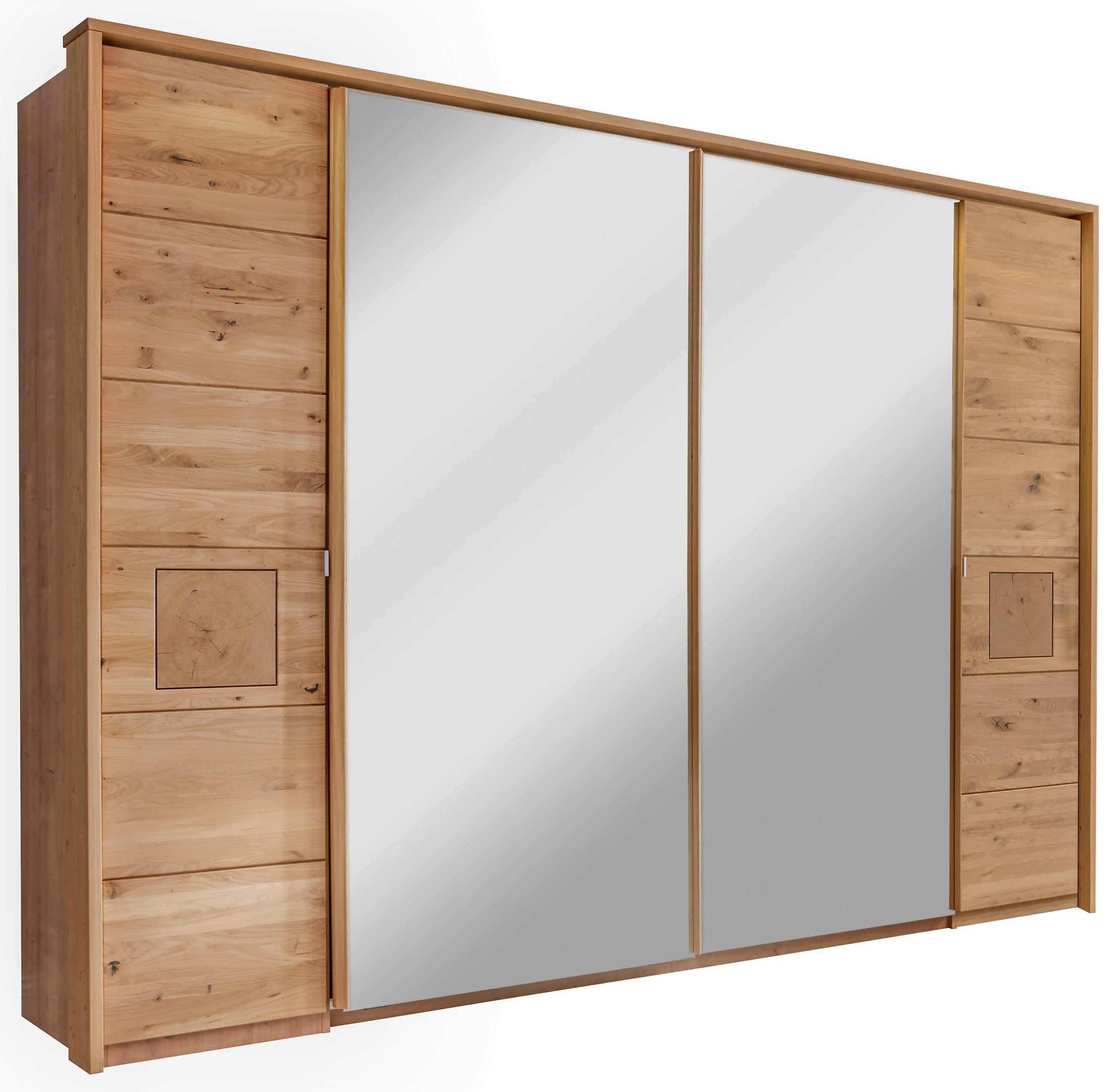 SCHWEBETÜRENSCHRANK 286/215/74 cm 4-türig Eichefarben  - Eichefarben, Natur, Glas/Holz (286/215/74cm) - Linea Natura