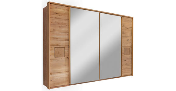 SCHWEBETÜRENSCHRANK  in Eichefarben  - Eichefarben, Natur, Glas/Holz (286/215/74cm) - Linea Natura