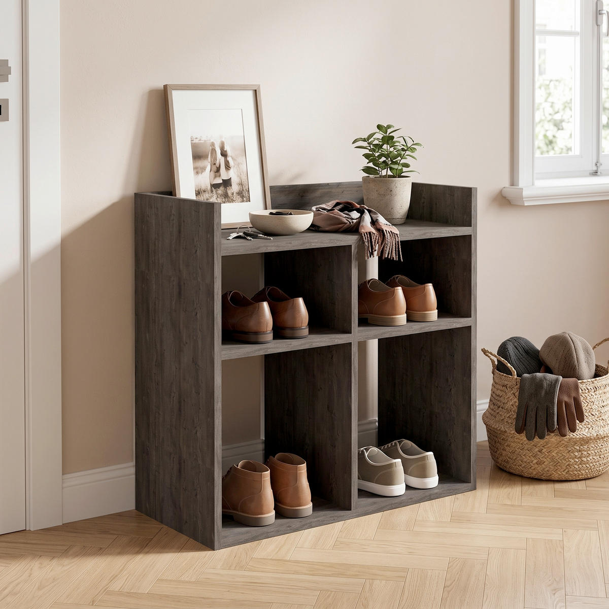SCHUHREGAL Eiche dunkel  - Eiche dunkel, Design, Holzwerkstoff (75,6/72/35,6cm) - Livetastic