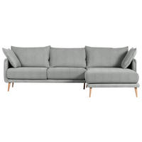 ECKSOFA in Mikrofaser Grau  - Buchefarben/Grau, Design, Holz/Textil (270/160cm) - MID.YOU