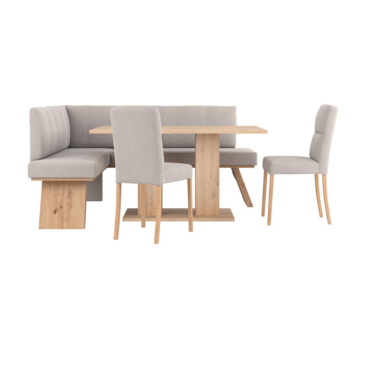 ECKBANK 150/185 cm Webstoff Weiß   - Eichefarben/Weiß, KONVENTIONELL, Textil (150/185cm) - Livetastic