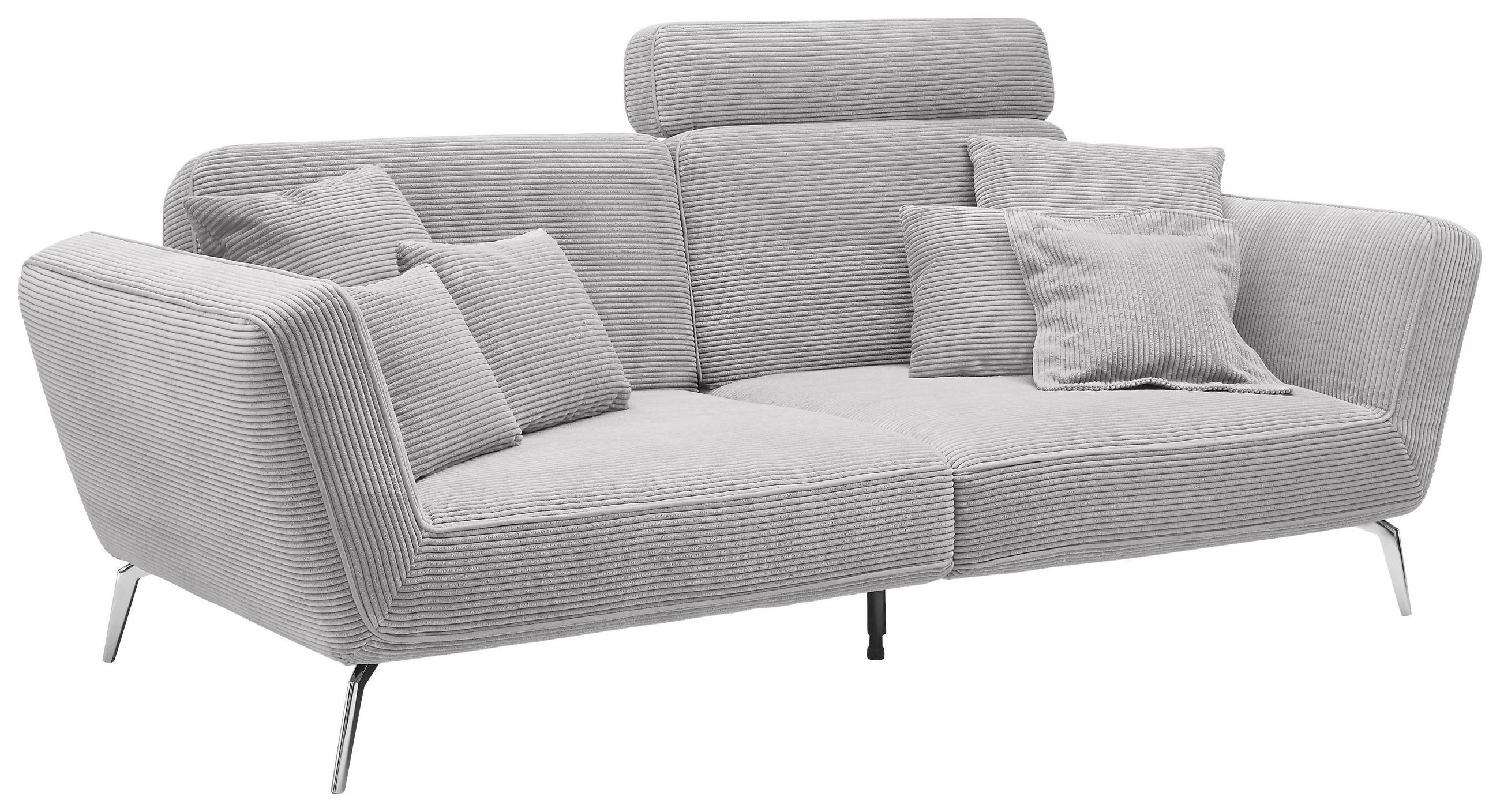 3-SITZER-SOFA Cord Hellgrau  - Chromfarben/Hellgrau, KONVENTIONELL, Kunststoff/Textil (260/90/125cm) - SetOne by Musterring