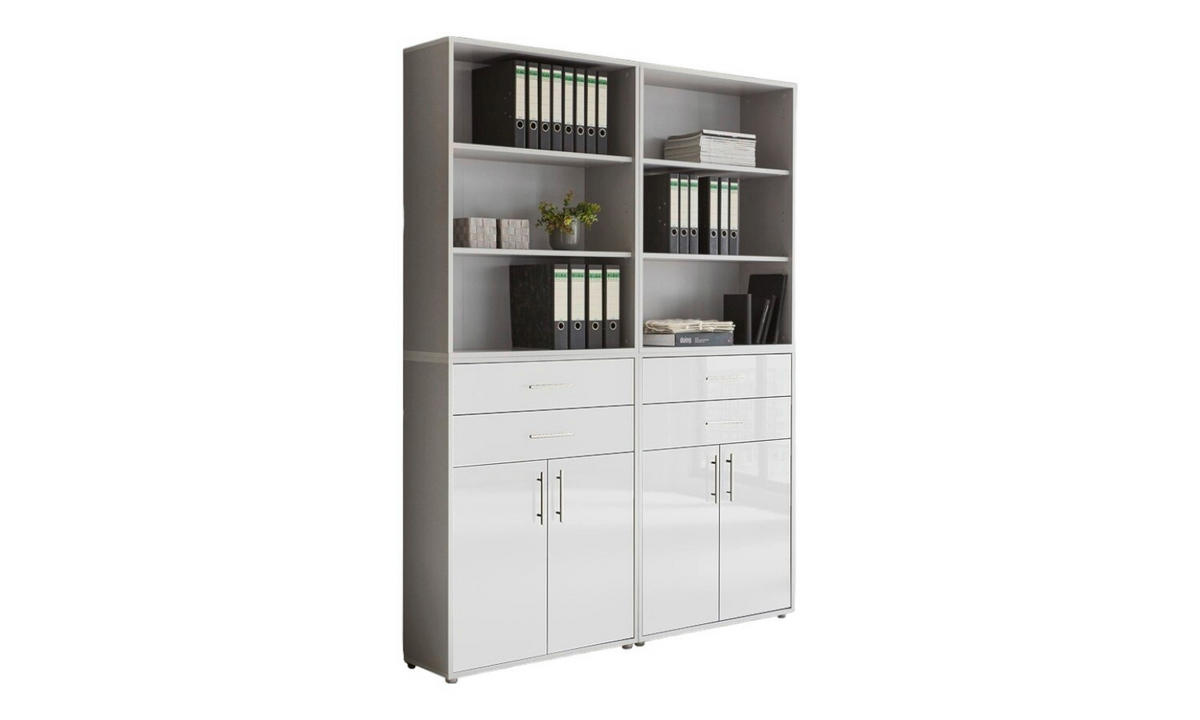 AKTENSCHRANK 168,8/227,2/33 cm  - Weiß Hochglanz/Grau, MODERN, Holzwerkstoff (168,8/227,2/33cm) - MID.YOU