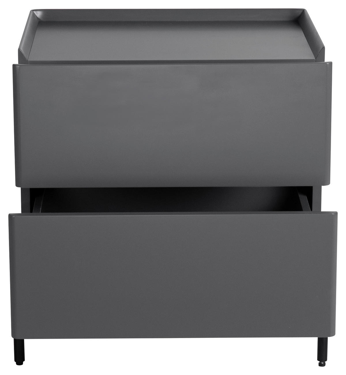 NACHTSCHRANK 50/55/40 cm  - Schwarz/Grau, Design, Holzwerkstoff/Metall (50/55/40cm) - Livetastic