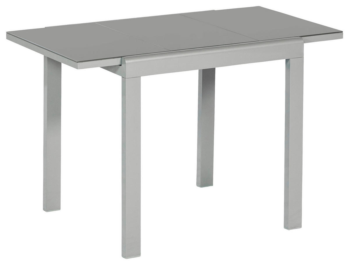ZAHRADNÍ STŮL, kov, sklo, 80-120/70/75,5 cm - barvy stříbra, Konvenční, kov/sklo (80-120/70/75,5cm) - Gardenson