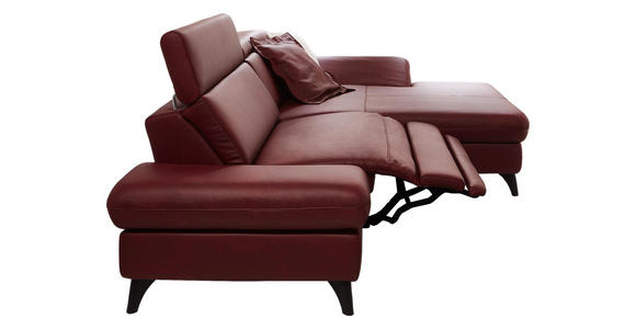WOHNLANDSCHAFT in Leder Rot - Rot/Alufarben, Design, Leder/Metall (316/184cm) - Cantus
