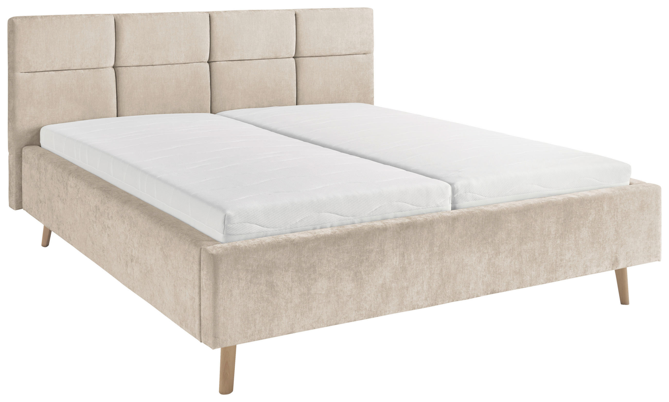 POLSTERBETT 180/200 cm,  in Beige,  - Eichefarben/Beige, KONVENTIONELL, Holz/Textil (180/200cm) - SetOne by Musterring