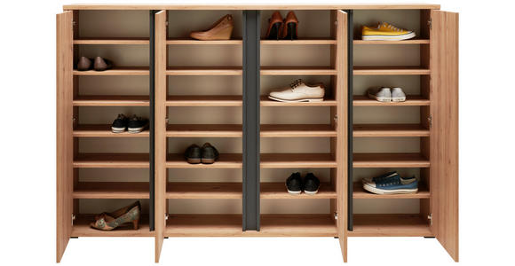 SCHUHSCHRANK 192,7/120/33,8 cm - Eichefarben/Alufarben, MODERN, Holzwerkstoff/Kunststoff (192,7/120/33,8cm) - Xora