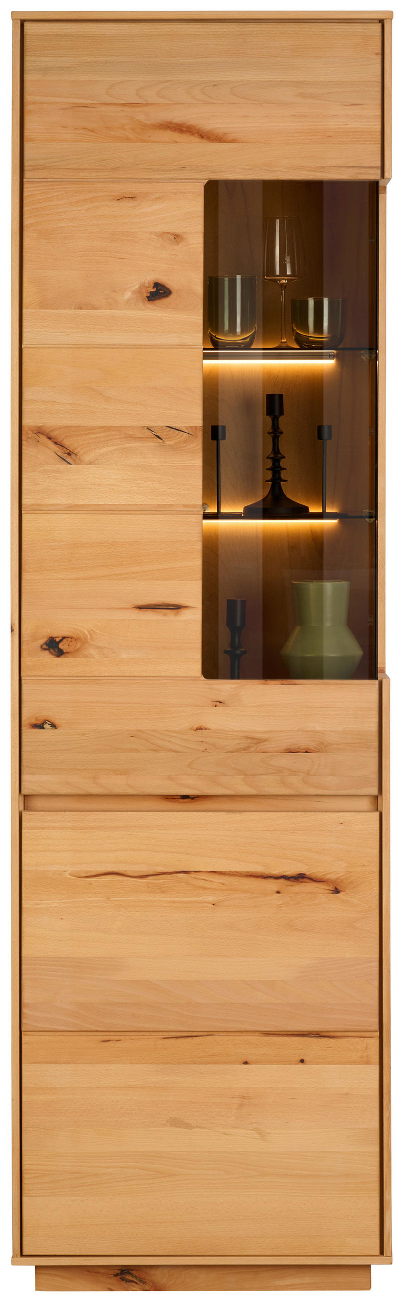 VITRINE  in furniert, massiv Wildkernbuche Kernbuche - Kernbuche, Natur, Glas/Holz (63/209/40cm) - Cantus