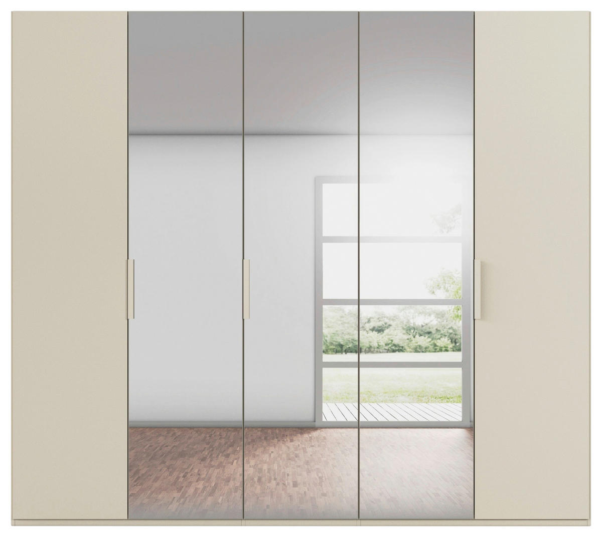 DREHTÜRENSCHRANK 251/223/61 cm,  in Champagner, 5-türig  - Champagner, Basics, Glas/Holzwerkstoff (251/223/61cm) - Novel