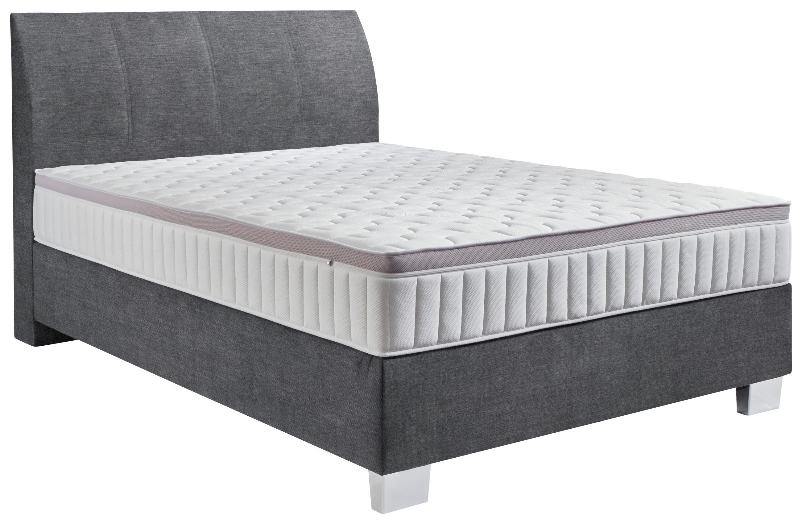 BOXSPRINGBETT 140/200 cm  in Anthrazit  - Chromfarben/Anthrazit, Konventionell, Kunststoff/Textil (140/200cm) - Hom`in