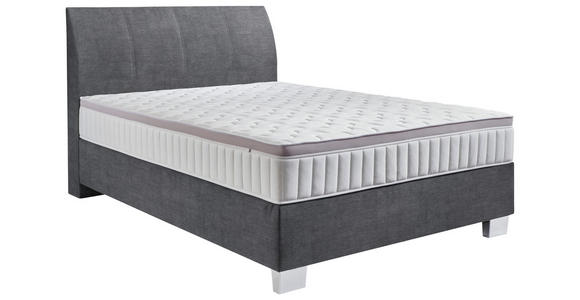 BOXSPRINGBETT 140/200 cm in Anthrazit - Chromfarben/Anthrazit, KONVENTIONELL, Kunststoff/Textil (140/200cm) - Hom`in