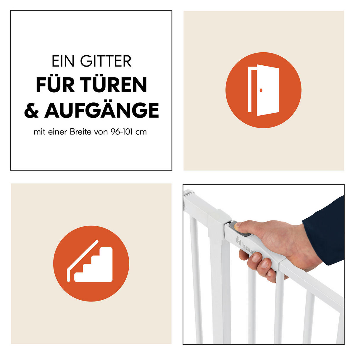 TREPPENSCHUTZGITTER 96 - 101/77 cm  - Weiß, Basics, Kunststoff/Metall (96 - 101/77cm) - Hauck