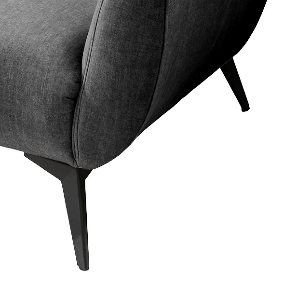 3-SITZER-SOFA Velours Grau  - Schwarz/Grau, MODERN, Holz/Textil (236/94/103cm) - Livetastic