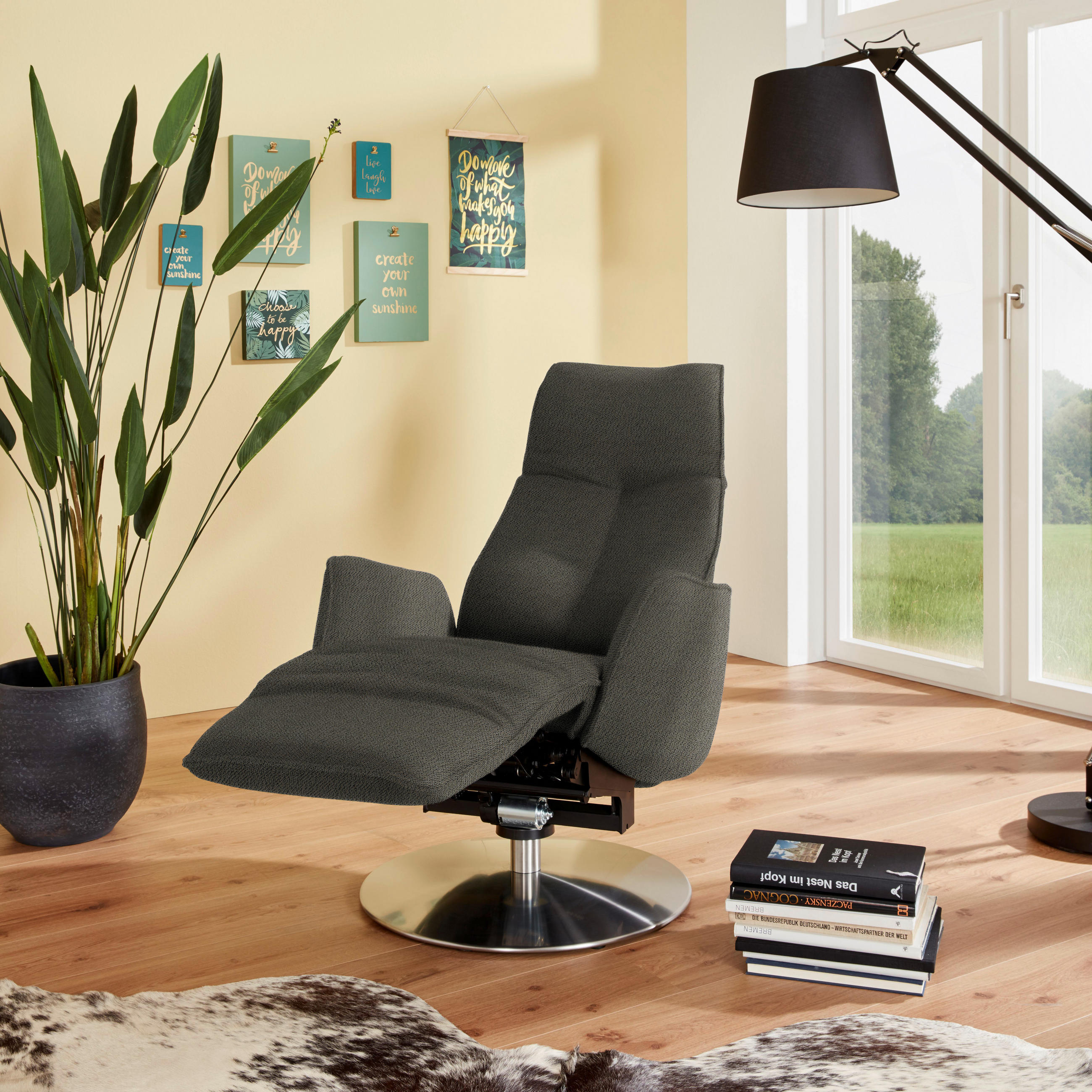 RELAXSESSEL in Textil Graubraun  - Anthrazit/Graubraun, Design, Textil/Metall (71/114/84cm) - Johann Jakob