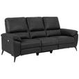 3-SITZER-SOFA Lederlook, Mikrofaser Grau  - Schwarz/Grau, KONVENTIONELL, Textil/Metall (215/102/96cm) - Carryhome