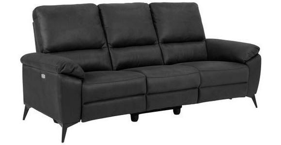 3-SITZER-SOFA Lederlook, Mikrofaser Grau - Schwarz/Grau, KONVENTIONELL, Textil/Metall (215/102/96cm) - Carryhome