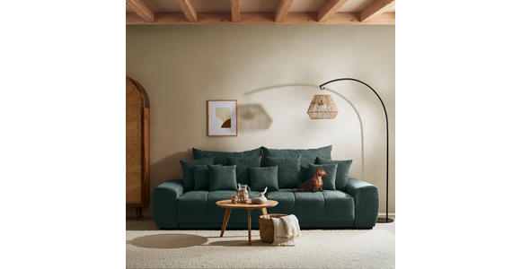 BIGSOFA Flachgewebe Dunkelgrün  - Dunkelgrün/Schwarz, KONVENTIONELL, Holz/Textil (280/67/120cm) - Carryhome