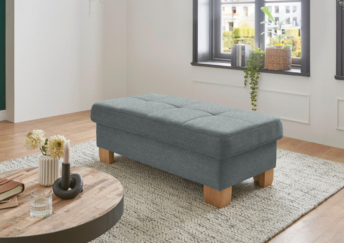 ECKSOFA in Flachgewebe Hellgrau  - Wildeiche/Hellgrau, Natur, Holz/Textil (301/243cm) - Voleo