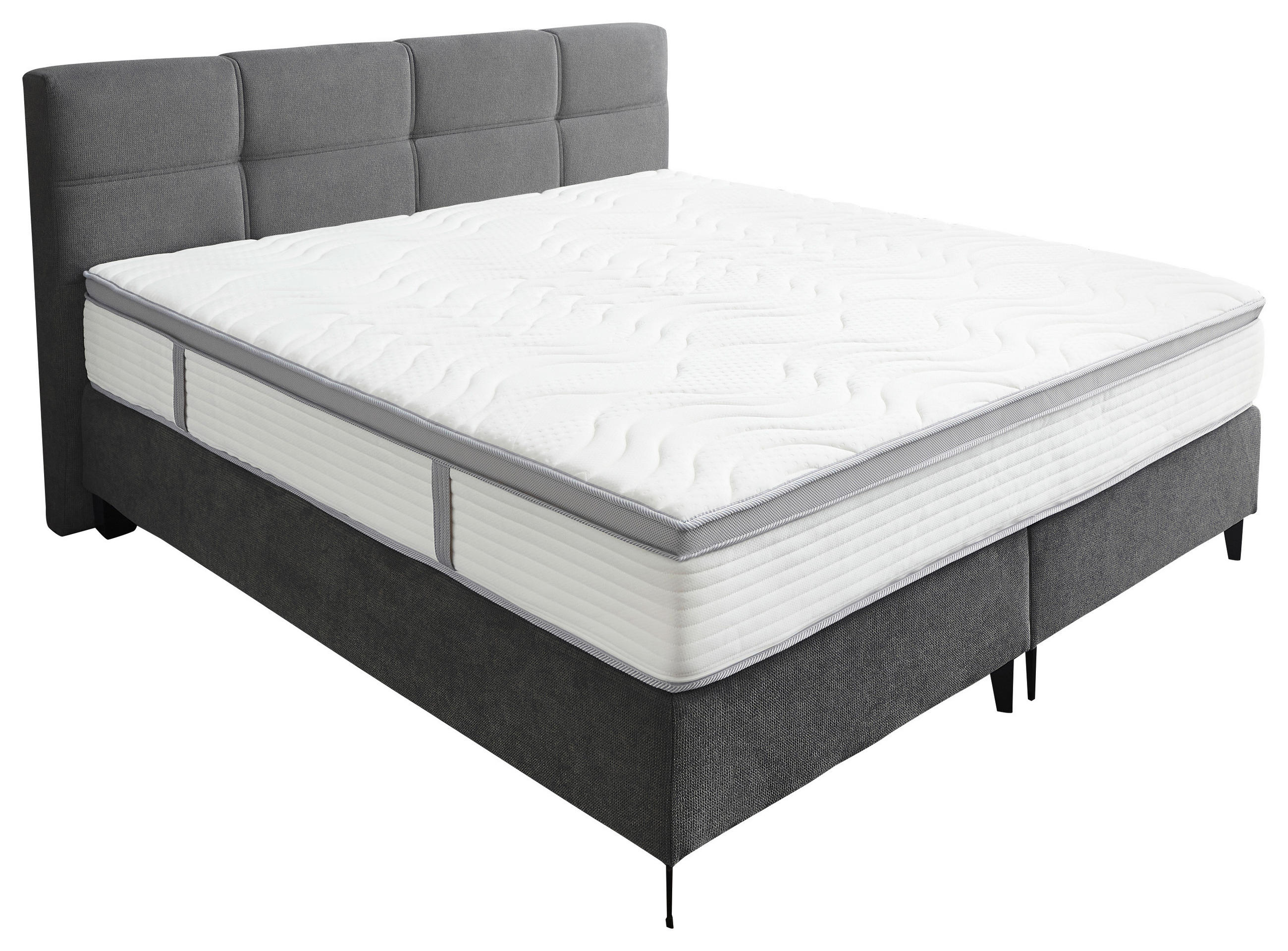 BOXSPRINGBETT 180/200 cm  in Grau  - Schwarz/Grau, KONVENTIONELL, Holz/Holzwerkstoff (180/200cm) - Carryhome