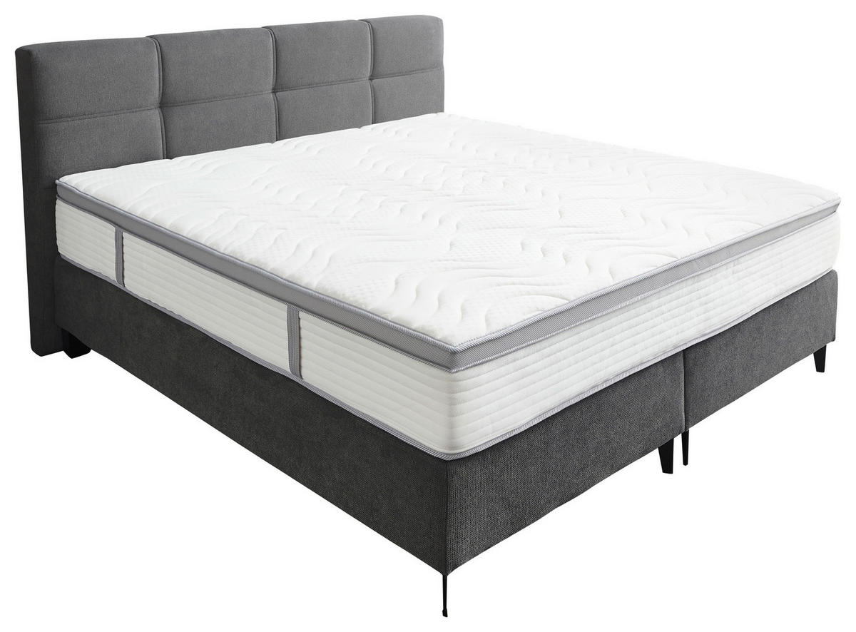 BOXSPRINGBETT 180/200 cm  in Grau  - Schwarz/Grau, Konventionell, Holz/Holzwerkstoff (180/200cm) - Carryhome