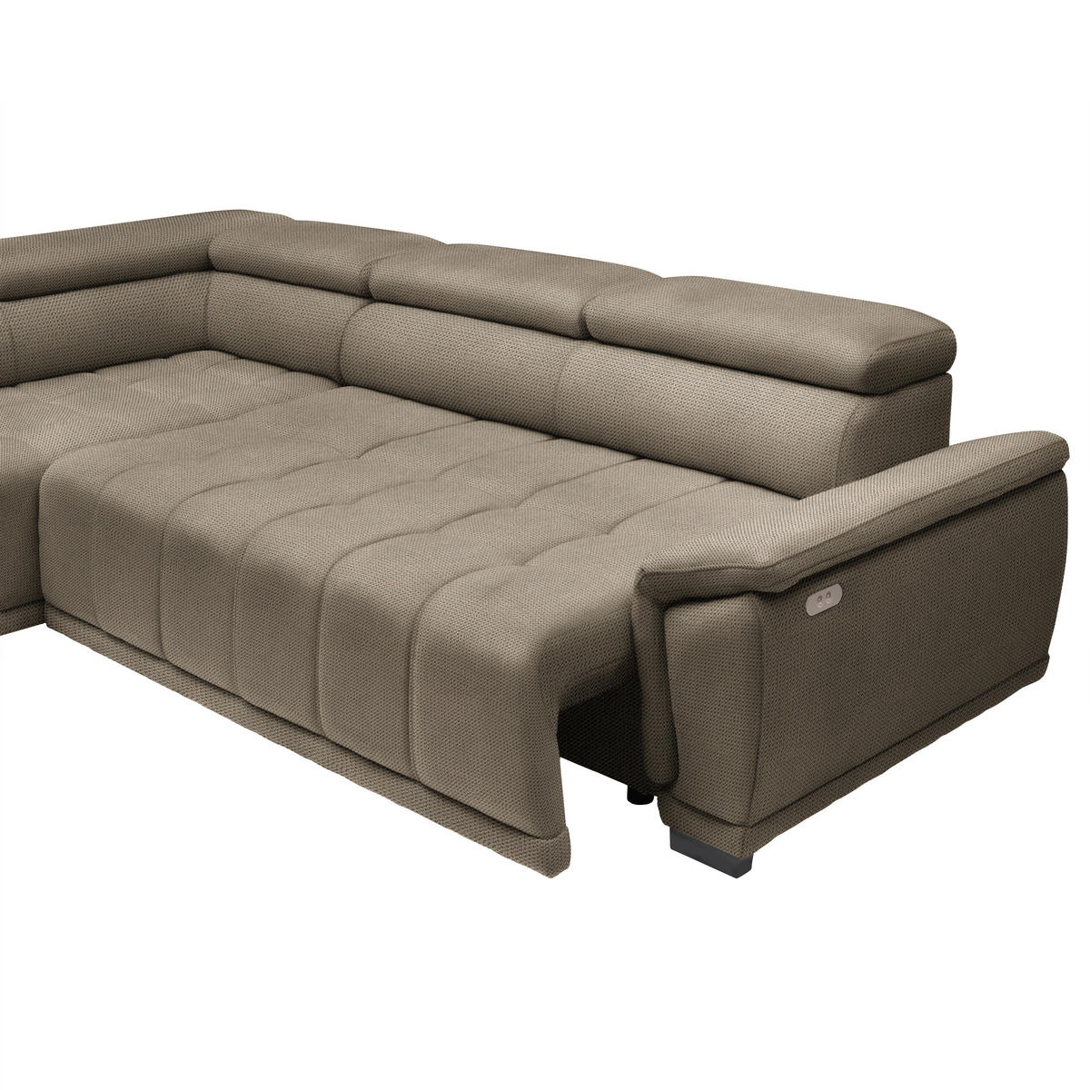 HÖRNSOFFA i chenille, vävt tyg beige  - beige/svart, Modern, textil/plast (106/283cm) - MID.YOU