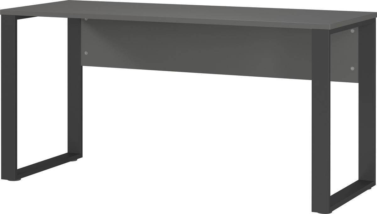 SCHREIBTISCH 150/60/74 cm Graphitfarben, Schwarz   - Graphitfarben/Schwarz, Design, Holzwerkstoff/Metall (150/60/74cm) - Germania