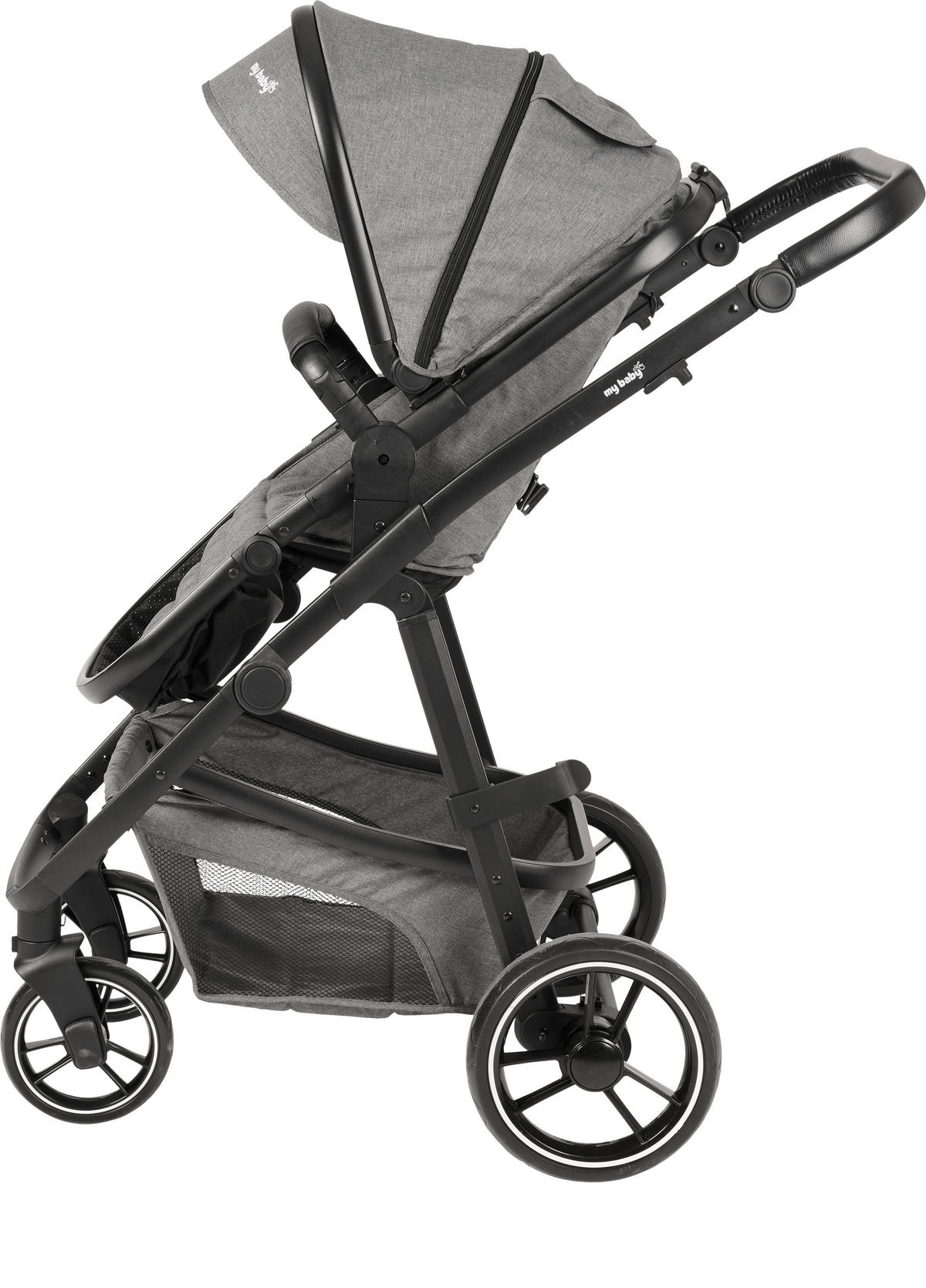 KINDERWAGENSET  Korfu   - Dunkelgrau/Schwarz, Basics, Kunststoff/Textil - My Baby Lou